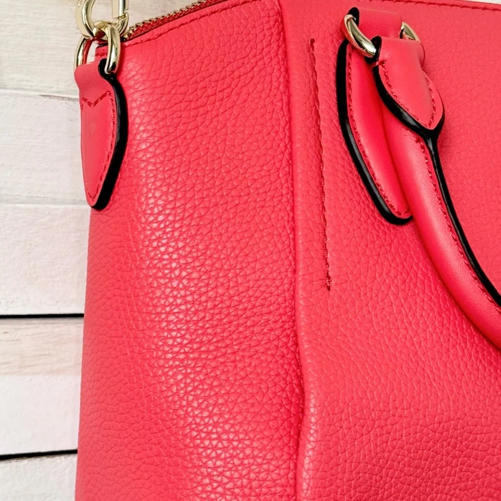MICHAEL KORS SIENA Pebbled Leather Satchel Bag Leather Coral Dahlia